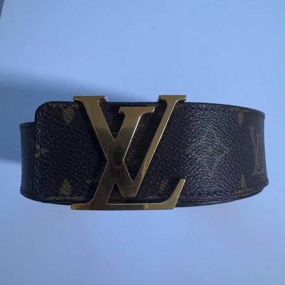 Louis Vuitton M9608 Belt Monogram Sancheur LV Logo Buckle Brown Size 95/38 - Picture 1 of 6